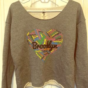 Grey Raw Edge “I Love Brooklyn” Sweatshirt